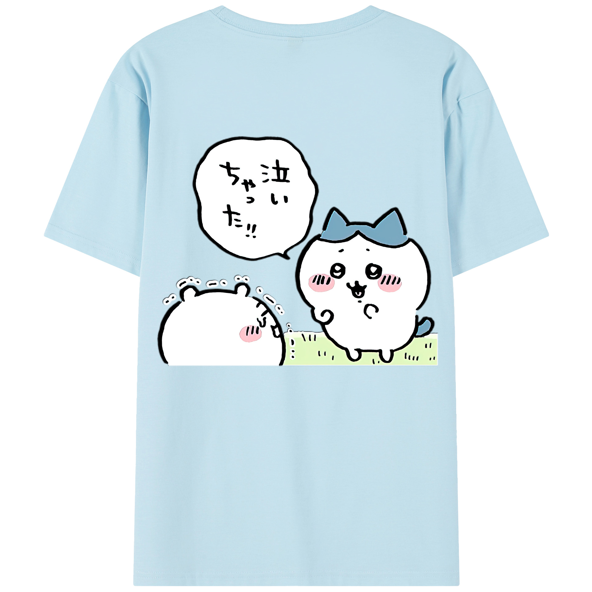 （画像用） ちいかわ ハチワレ Chii-kawa hachiware 綿100％半袖Tシャツ（背面プリント）